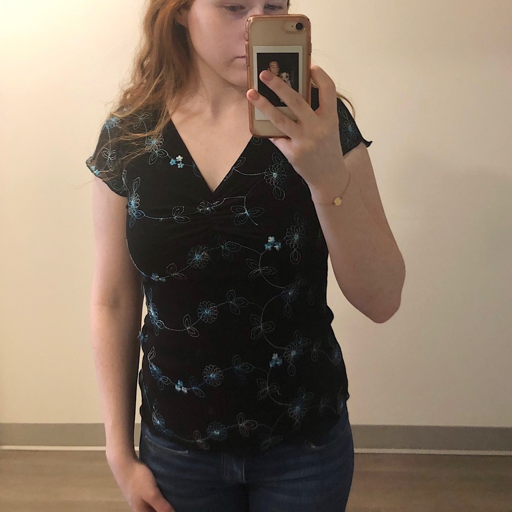 Vintage Floral Embroidered Blouse